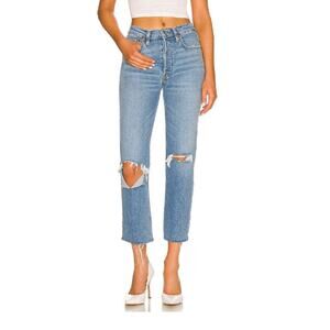 Re/Done 70s Stove Pipe Jeans Destroyed Dawn Casual Minimalist Denim Sz 26